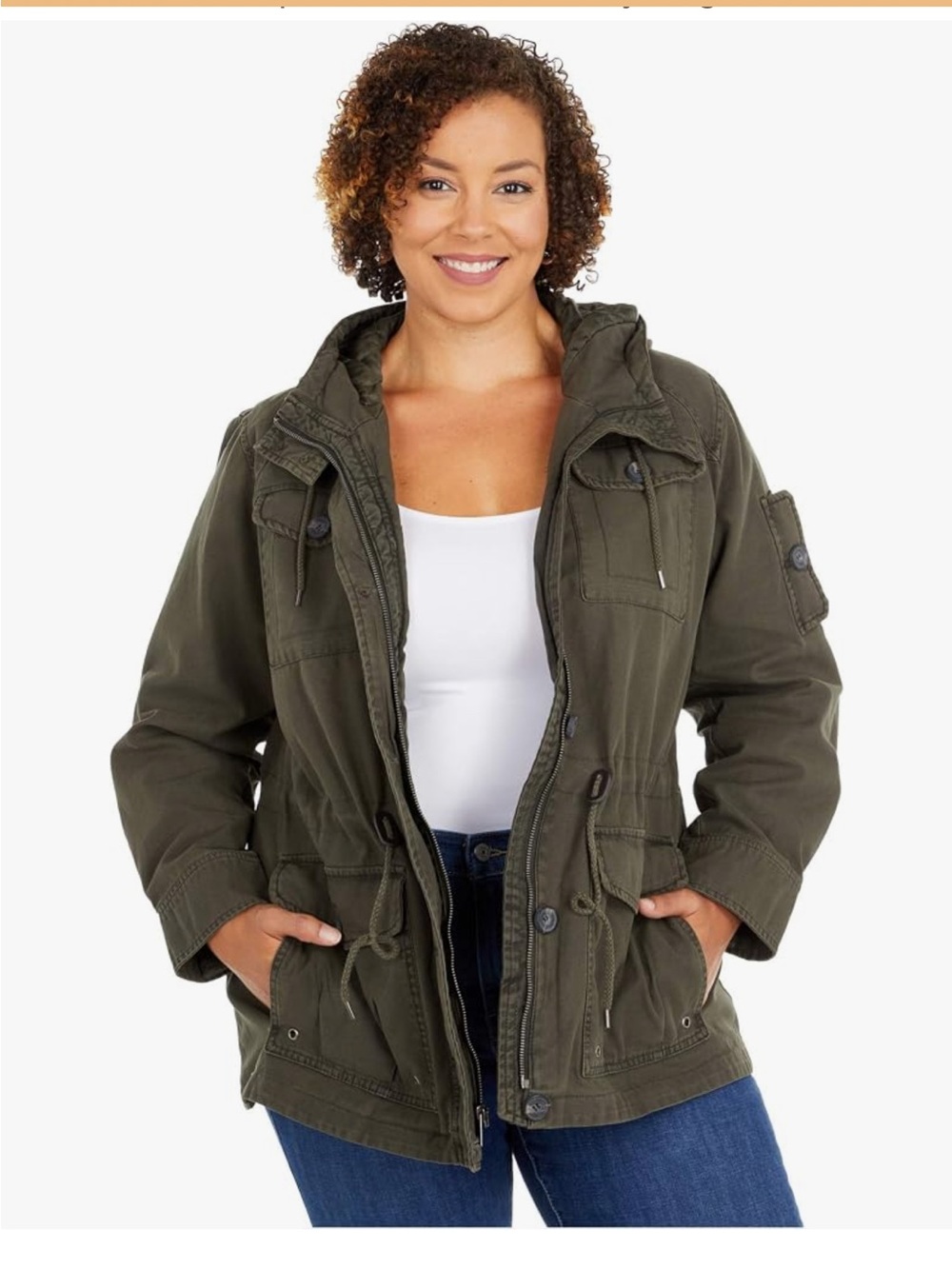 Levi's Olive Green Utility Hooded Jacket - Women